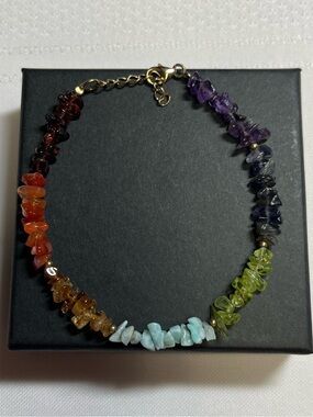 Sterling silver multi coloured stone bracelet. 925